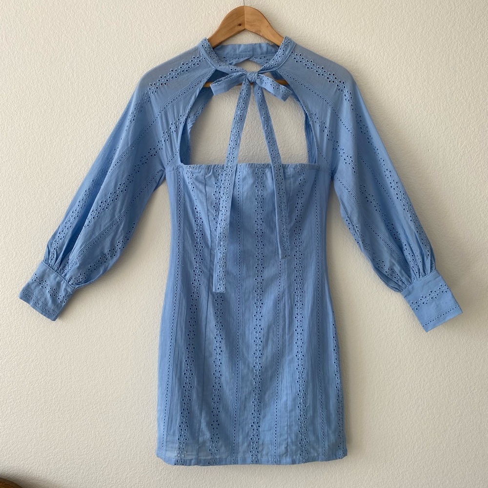 Fanco Baby Blue Eyelet Dress